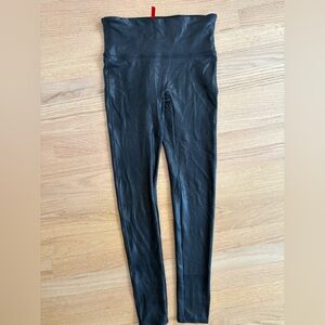SPANX Charcoal Black leather looking  Leggings